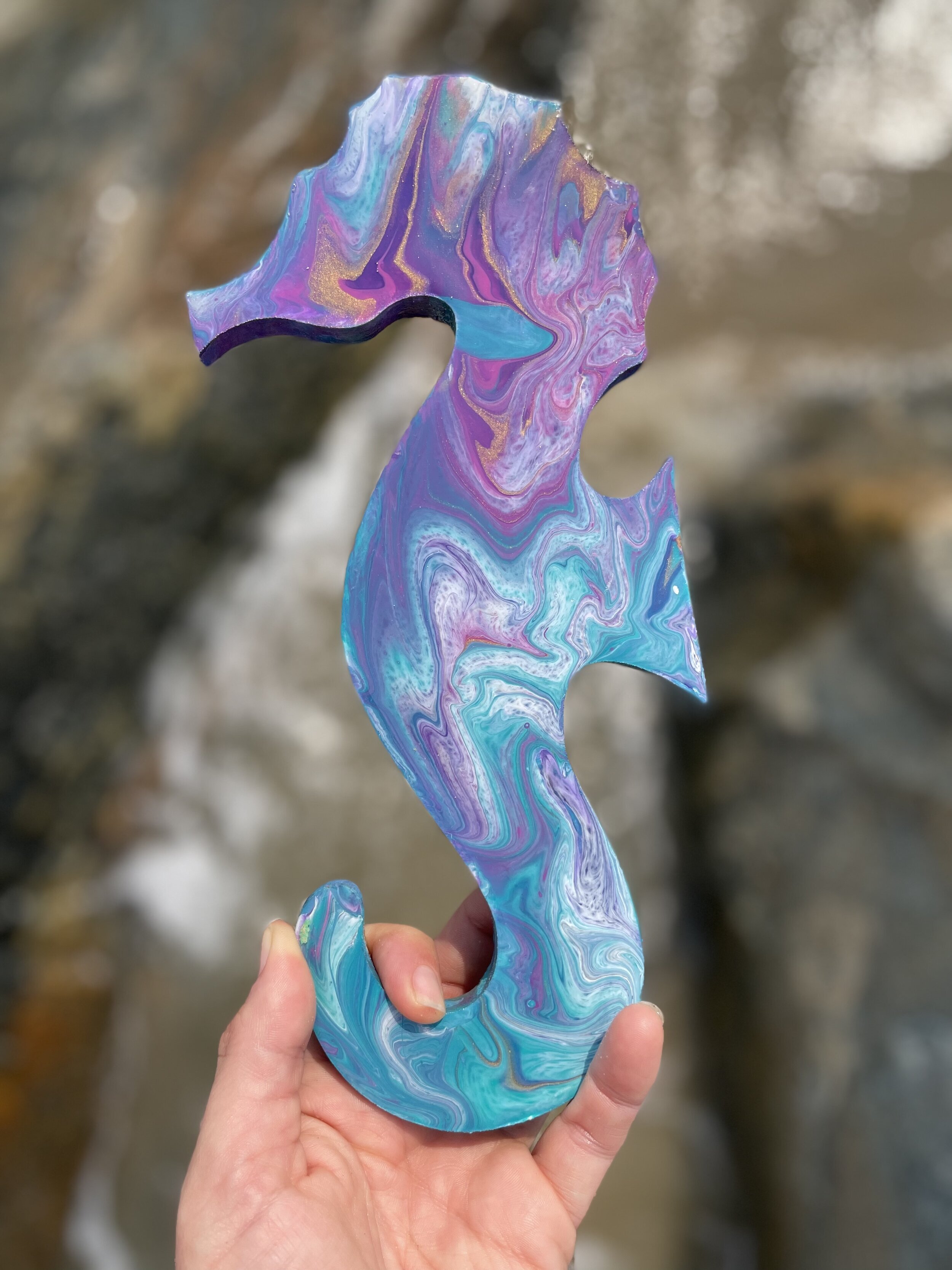 Seahorse Acrylic Pour